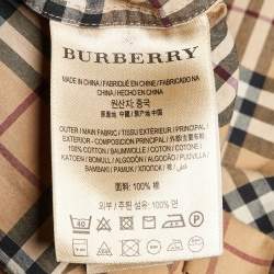 Pre Owned Burberry Beige Plaid Cotton Contrast Trimmed Mini Shirt Dress M