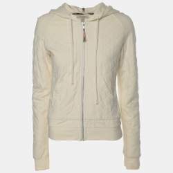 Burberry Cream Quilted Fabric Hooded Jacket XS