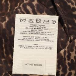 Burberry Brown Animal Print Silk Ruffle Detail Button Front Top M