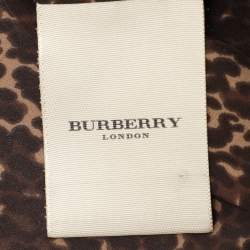 Burberry Brown Animal Print Silk Ruffle Detail Button Front Top M
