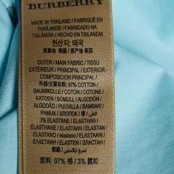 Pre Owned Burberry Blue Logo Print Cotton Oversized Shirt S