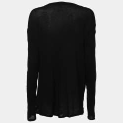 Pre Owned Burberry Black Cotton Long Sleeve Top M