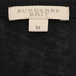 Pre Owned Burberry Black Cotton Long Sleeve Top M
