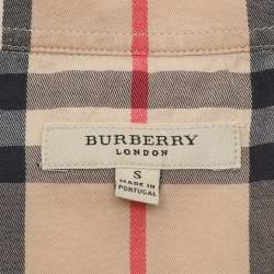 Pre Owned Burberry Beige House Check Cotton Blend Long Sleeve Shirt S