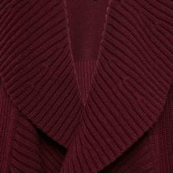 Pre Owned Burberry Burgundy Rib Knit Shawl Collar Cardigan XL