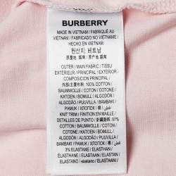 Pre Owned Burberry Pink TB Embroidered Cotton Crew Neck T-Shirt M