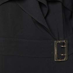Burberry Black Crepe Buckle Detail Midi Dress L