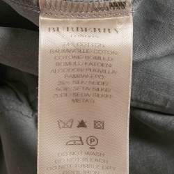 Pre Owned Burberry Grey Cotton Blend Pleated Shirt L