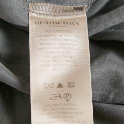 Pre Owned Burberry Grey Cotton Blend Pleated Shirt L