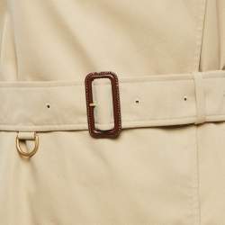 مملوكة مسبقًا Burberry Beige Gabardine Cotton Double Breasted Trench Coat M