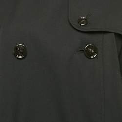 Pre Owned Burberry Black Gabardine Double Breasted Crop Trench Coat M
