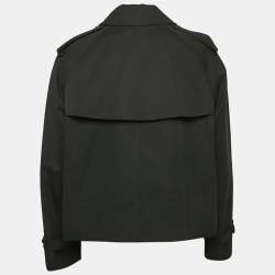 Pre Owned Burberry Black Gabardine Double Breasted Crop Trench Coat M