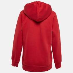 Pre Owned Burberry Red Krayford Embroidered Cotton Knit Hoodie S