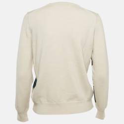 Pre Owned Burberry Grey Floral Intarsia Merino Wool Crew Neck Sweater L