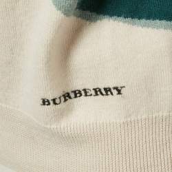 Pre Owned Burberry Grey Floral Intarsia Merino Wool Crew Neck Sweater L