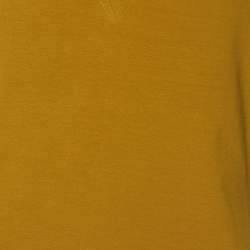 Burberry Yellow Cotton Blend Shoulder Patch V-Neck T-Shirt L