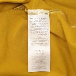 Burberry Yellow Cotton Blend Shoulder Patch V-Neck T-Shirt L