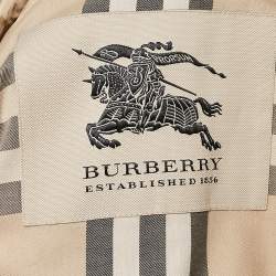 Pre Owned Burberry Grey Cotton Blend Double Breasted Short Trench Coat XS