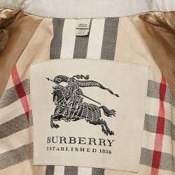 Pre Owned Burberry Grey Cotton Blend Double Breasted Short Trench Coat XS