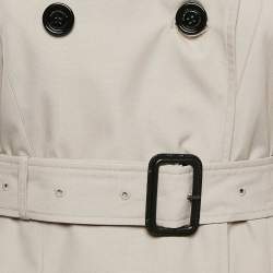 Pre Owned Burberry Grey Cotton Blend Double Breasted Short Trench Coat XS