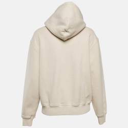 Pre Owned Burberry Beige Logo Applique Cotton Knit Zip-Up Hoodie M