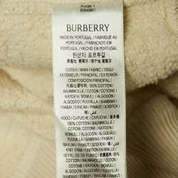 Pre Owned Burberry Beige Logo Applique Cotton Knit Zip-Up Hoodie M