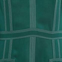 Pre Owned Burberry Green Crepe Detachable Knit Collar Midi Dress L