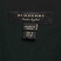 Pre Owned Burberry Green Crepe Detachable Knit Collar Midi Dress L