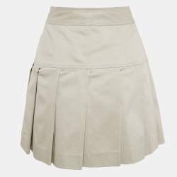 Pre Owned Burberry Beige Cotton Double Breasted Mini Skirt S