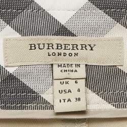 Pre Owned Burberry Beige Cotton Double Breasted Mini Skirt S