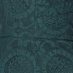 Pre Owned Burberry Green Lace Strapless Dress M