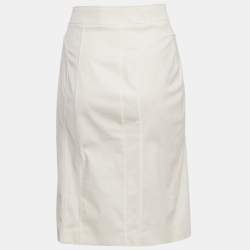 Burberry Off-White Cotton Knee-Length Skirt M