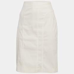 Burberry Off-White Cotton Knee-Length Skirt M