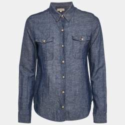 Pre Owned Burberry Blue Denim Button Detail Shirt M