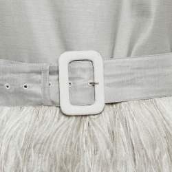 مملوكة مسبقًا Burberry Grey Cotton Blend Ostrich Feather Fringed Short Dress S