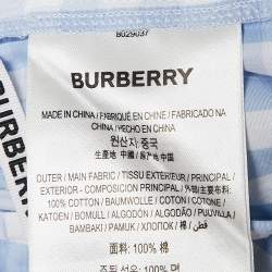 Burberry Blue/White Gingham Cotton High Waist Shorts XS