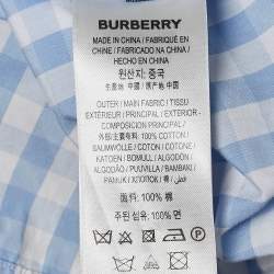 Burberry Blue/White Gingham Cotton Button Front Blouse XXS