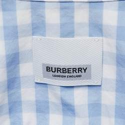 Burberry Blue/White Gingham Cotton Button Front Blouse XXS