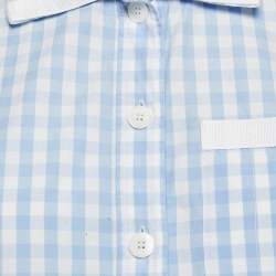 Burberry Blue/White Gingham Cotton Button Front Blouse XXS