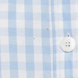 Burberry Blue/White Gingham Cotton Button Front Blouse XXS