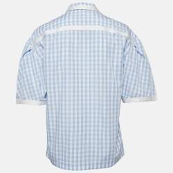 Burberry Blue/White Gingham Cotton Button Front Blouse XXS