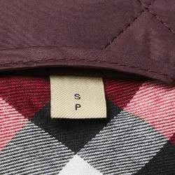 Burberry Burgundy Nylon Button Front Diamond Quilted Jacket S