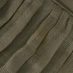 Burberry Grey Silk Blend Ruffle Detail Belted Coat S