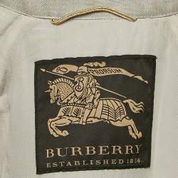 Burberry Grey Silk Blend Ruffle Detail Belted Coat S