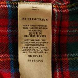 Pre Owned Burberry Red Plaid Check Wool Button Front Shirt L