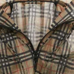 مملوكة مسبقًا Burberry Brown Tartan Check Tulle Zip-Up Parka Coat M