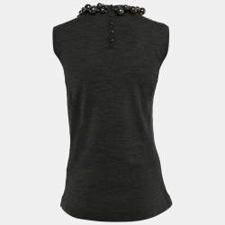 Burberry Prorsum Vintage Grey Embellished Wool Knit Sleeveless Top M