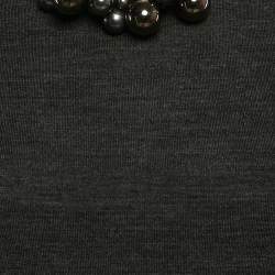 Burberry Prorsum Vintage Grey Embellished Wool Knit Sleeveless Top M