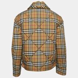 Pre Owned Burberry Brown Tartan Check Zip-Up Quilted Jacket S