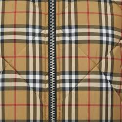 Pre Owned Burberry Brown Tartan Check Zip-Up Quilted Jacket S